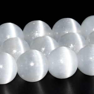 Cat Eye White Selenite Beads Genuine Natural Grade AAA+ Gemstone Round Loose Beads 6MM 8MM 10MM Bulk Lot Options