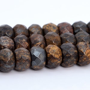 Toffee Bar Bronzite Beads Grade AAA Genuine Natural Gemstone Faceted Rondelle Loose Beads 6MM 8MM 10MM Bulk Lot Options
