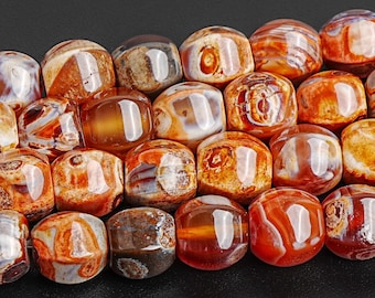Orange Red Fire Agate Barrel Beads Grade AAA 8MM 10MM Loose Beads 15" Strand Bulk Lot Options