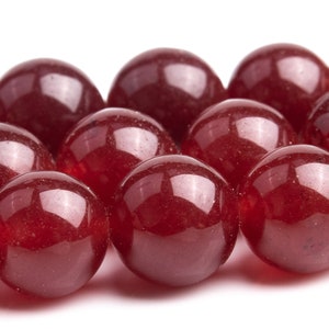 10MM Deep Red Jade Beads Grade AAA Natural Gemstone Full Strand Round Loose Beads 15&quot; BULK LOT 1,3,5,10 and 50 (101076-322)