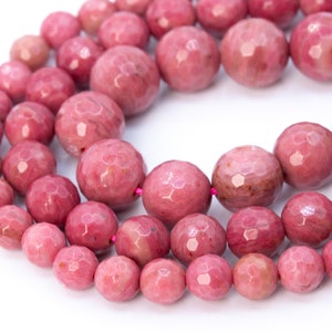 Rose Pink Rhodonite Beads Grade AAA Genuine Natural Gemstone Micro Faceted Round Loose Beads 6MM 8MM 10MM Bulk Lot Options