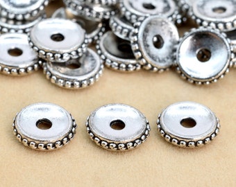8x2MM Antique Silver Tone Spacer Beads Round Slice 30 Pcs Bulk Lot Options (62381-2258)