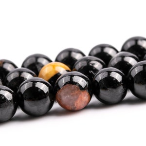 5-6MM Black Tourmaline Beads Grade A+ Genuine Natural Gemstone Round Loose Beads 15&quot;/7.5&quot; Bulk Lot Options (118574)