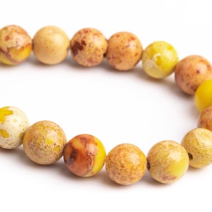 6MM Mustard Yellow Sea Sediment Imperial Jasper Beads Grade AAA Natural Round Loose Beads 7.5&quot; BULK LOT 1,3,5,10 and 50 (102767h-603)