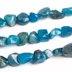 7-9MM Blue Apatite Beads Pebble Nugget Grade AA Genuine Natural Gemstone Beads 15.5&quot;/7.5&quot; Bulk Lot Options (108445)