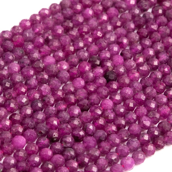 3MM Ruby Beads Genuine Natural Gemstone Full Strand Faceted Round Loose Beads 15.5" Bulk Lot Options (107718-2513)