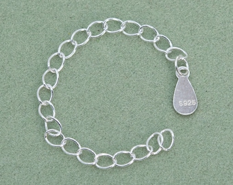 Rallonge de chaîne en argent sterling de 2,2 mm / 6 cm, extrémité en forme de larme, 2 chaînes en argent massif (64792-2173)