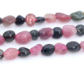 4-7MM Multicolor Tourmaline Beads Pebble Nugget Grade AA Genuine Natural Gemstone Beads 15"/7.5“ Bulk Lot Options (108440)