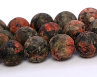 8MM Matte Brown Green & Red Jade Beads Grade AAA Natural Gemstone Full Strand Round Loose Beads 15" Bulk Lot Options (106998-2089)