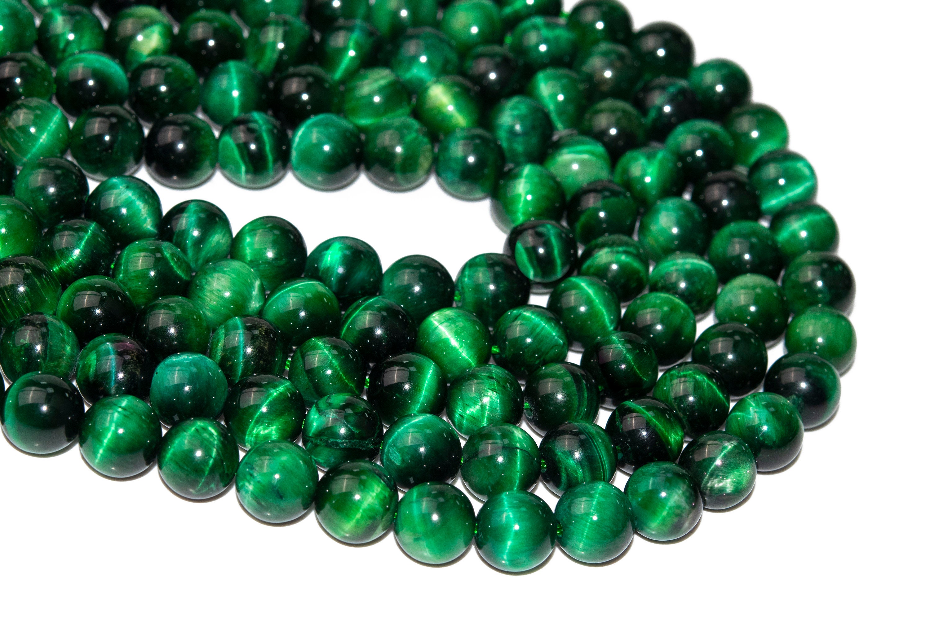 175PCS Nature Green King Stone Beads for Bracelets,6mm-10mm Bulk Loose  Round Gemstone Chakra Beads for DIY Bracelet Necklace Jewelry Making with