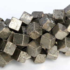 8MM Copper Pyrite Beads Cube Grade AAA Genuine Natural Gemstone Full Strand Loose Beads 15&quot; BULK LOT 1,3,5,10 and 50 (104997-1389)