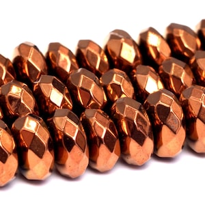 7x3MM Rose Gold Hematite Beads Grade AAA Natural Gemstone Faceted Rondelle Loose Beads 15&quot; / 7&quot; Bulk Lot Options(101679)