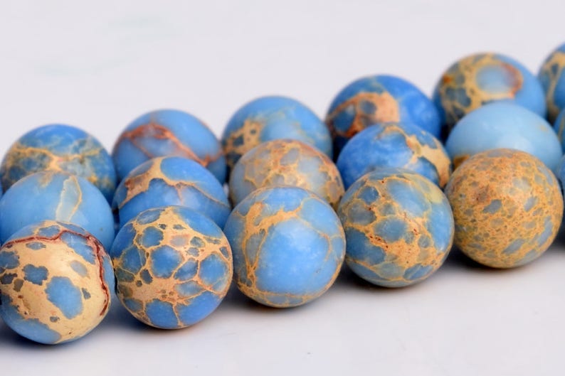 6MM Light Blue Sea Sediment Imperial Jasper Beads Grade AAA Natural Gemstone Round Loose Beads 15 BULK LOT 1,3,5,10 and 50 102757-601