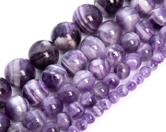 Dog Teeth Amethyst Beads Grade AA Genuine Natural Gemstone Round Loose Beads 4MM 6MM 8MM 10MM 12MM Bulk Lot Options