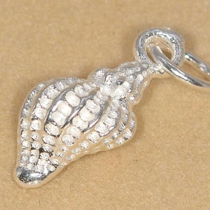15x7MM Sterling Silver Sea Shell Charm Double Side Solid Silver  (61491-2188)
