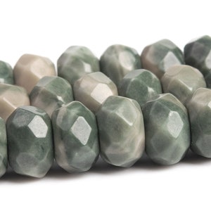8x5MM Green Wood Skin Jasper Beads Grade AAA Genuine Natural Gemstone Faceted Rondelle Loose Beads 15&quot; / 7&quot; Bulk Lot Options (121626)