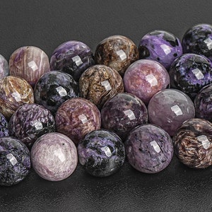 Lila svarta bruna charoitpärlor äkta naturliga ädelstenar av klass A+ runda lösa pärlor 6 MM 8 MM 10 MM Bulkpartialternativ