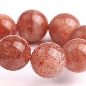 9-10MM Strawberry Quartz Golden Red Orange Beads Bracelet Grade AA+ Genuine Natural Round Gemstone 7&quot; Bulk Lot Options (124317h-221)