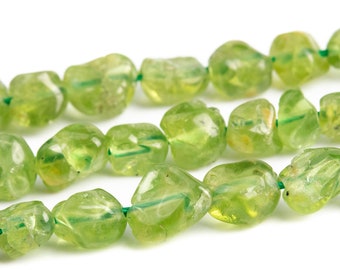 4-7MM Peridot Beads Pebble Chips Grade AA Genuine Natural Gemstone Beads 15.5" / 7.5" Bulk Lot Options (108470)
