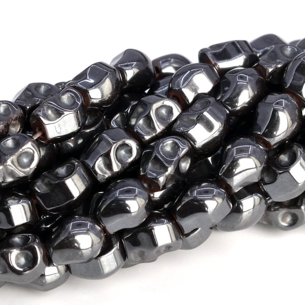 6x4MM Black Hematite Beads Skull Grade AAA Genuine Natural Gemstone Full Strand Loose Beads 16" BULK LOT 1,3,5,10 and 50 (104845-1312)