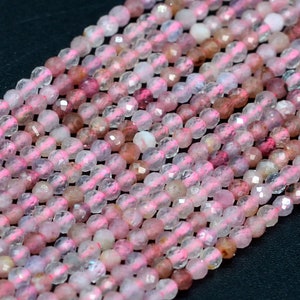 SALE 2MM Pink Strawberry Quartz Beads A Genuine Natural Gemstone Full Strand Faceted Round Loose Beads 15.5&quot; Bulk Lot Options (107809-2534)