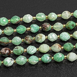 4X6MM Green Chrysoprase / Australian jade Beads Grade AA+ Genuine Natural Gemstone Drum Barrel Rice Loose Beads 15&quot;/7.5&quot; Bulk Lot Options