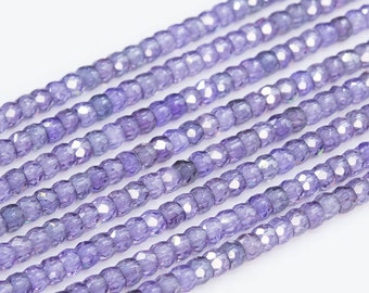3x2MM Purple Cubic Zirconia Beads Grade AAA Full Strand Faceted Rondelle Loose Beads 15" Bulk Lot Options (111047-3312)