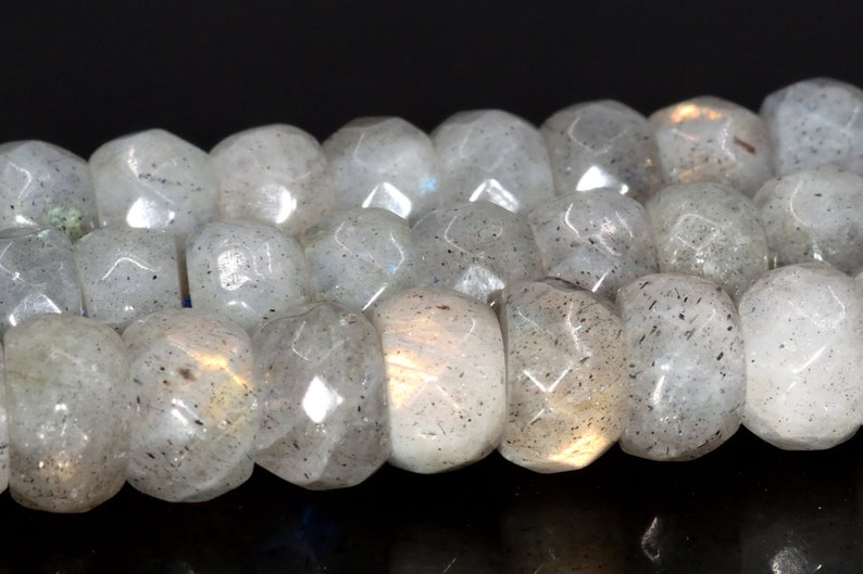 8x5MM Light Gray Labradorite AA Genuine Natural Gemstone Full Strand Faceted Rondelle Loose Beads 15.5 BULK LOT 1,3,5,10,50 105013-1400