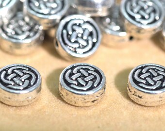 7MM Antique Silver Tone Spacer Beads Round 20 Pcs Bulk Lot Options (63380-2397)