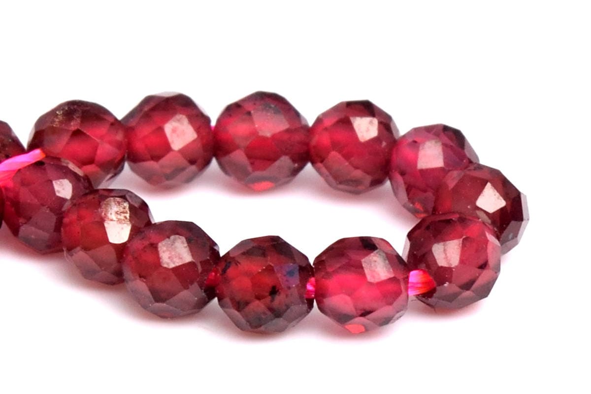 AAA+ Naturale Granato Gemma 21.6cm Sfaccettato Miste Cubo Perline 6-8mm - Foto 8