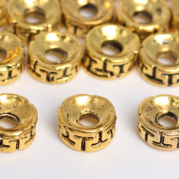 6MM Antique Gold Tone Spacer Beads Tube 30 Pcs Bulk Lot Options (64322-2485)