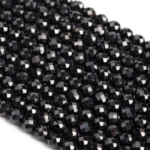 4MM Black Spinel Beads Grade AAA Genuine Natural Gemstone Full Strand Faceted Round Loose Beads 15 Bulk Lot Options 107446-2380 image 1