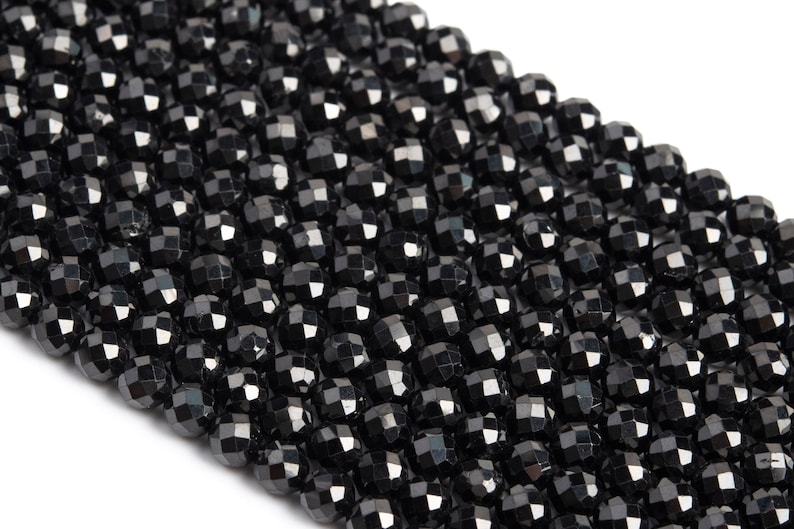 4MM Black Spinel Beads Grade AAA Genuine Natural Gemstone Full Strand Faceted Round Loose Beads 15 Bulk Lot Options 107446-2380 image 1