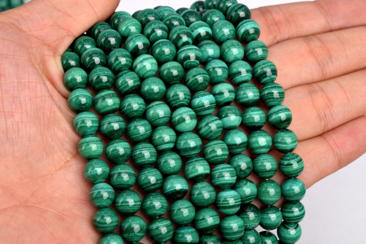 Malahill Natural AAA Green Tourmaline Beads – 8mm Loose Beads With Stretch Cord For Bracelet Making - View #9