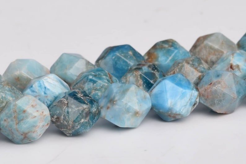 7-8MM Blue Amazonite Star Cut Faceted Grade A Genuine Natural Loose Beads 7.5/"