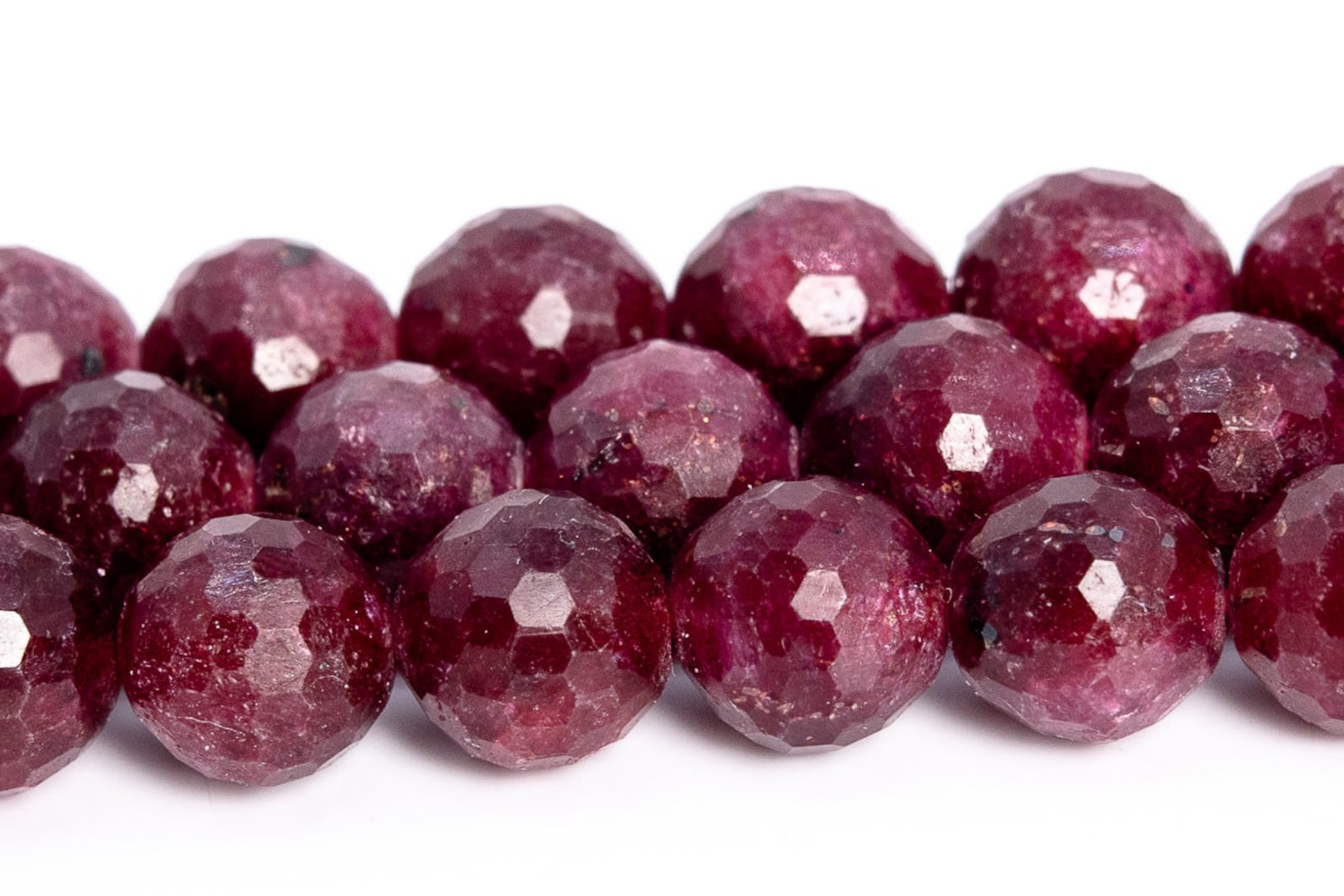 Red Ruby Beads Grade AA Gemstone Micro Faceted Round Loose Beads 6MM ...