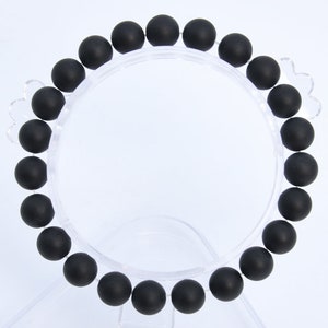 8MM Matte Black Agate Beads Bracelet Grade AAA Genuine Natural Round Gemstone 7&quot; BULK LOT 1,3,5,10 and 50 (106748h-061)