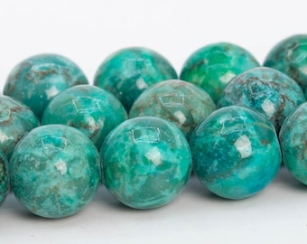 10MM Peacock Green Magnesite Turquoise Beads Grade AAA Natural Round Loose Beads 15"/ 7.5" Bulk Lot Options (108947)