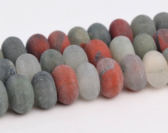 Matte Blood Stone Beads Grade AAA Genuine Natural Gemstone Rondelle Loose Beads 6MM 8MM Bulk Lot Options