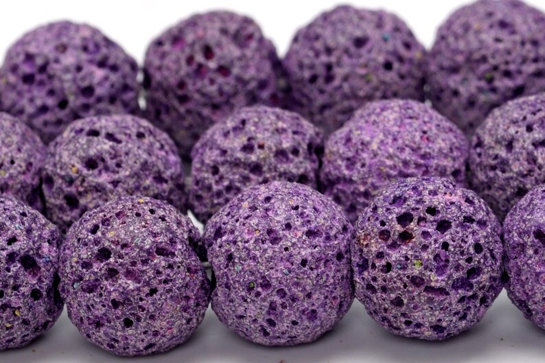 10MM Purple Volcanic Lava Beads Grade A Natural Gemstone Full Etsy