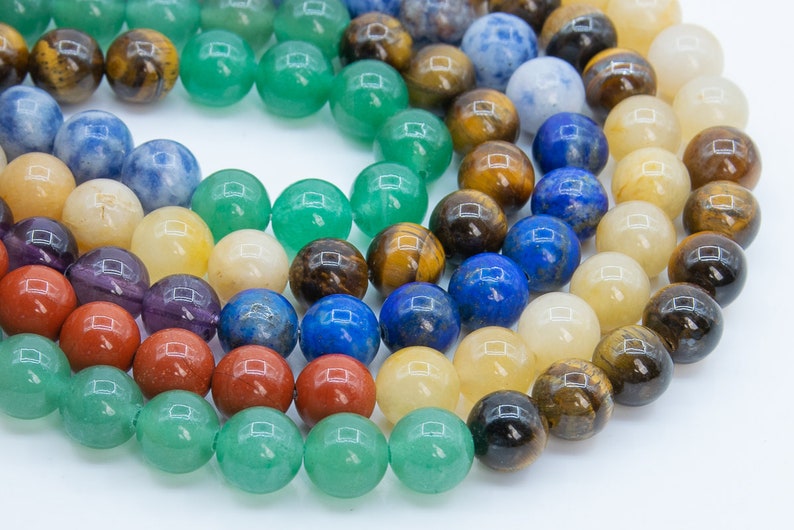 8MM 7 Chakra Beads Grade AAA Genuine Natural Gemstone Full | Etsy