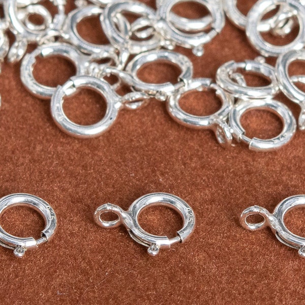 8x5.5MM Sterling Silver Spring Ring Clasps 10 Pcs Solid Silver (64787-2189)