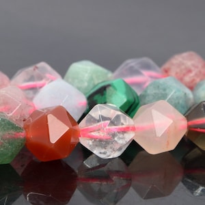 7-8MM Mixed Stone Beads Grade AAA Genuine Natural Gemstone Full Strand Star Cut Faceted Loose Beads 15.5&quot; BULK LOT 1,3,5,10,50 (105531-1688)
