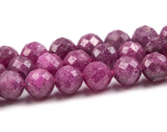 5 MM Purpur-Rote Rubin Perlen Klasse AA + echter natürlicher Edelstein facettierte runde lose Perlen 14.5 "/ 7.5" Schütten Lot Optionen (124831)
