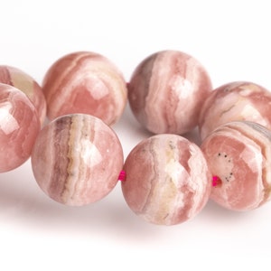 9–10 mm Argentinien Rhodochrosit-Perlen, rosa Spitze, Armband, Güteklasse AA, echter natürlicher runder Edelstein, 17,8 cm (123258h-2987)