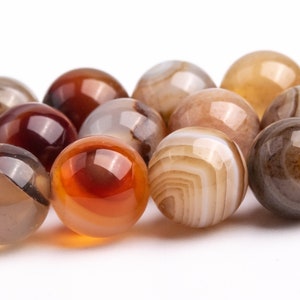 8MM Brown Striped Agate Beads Grade AAA Gemstone Round Loose Beads 15&quot;/7.5&quot; Bulk Lot Options (122324)