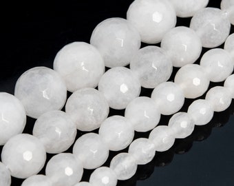 White Jade Beads Grade AAA Genuine Natural Gemstone Micro Faceted Round Loose Beads 6MM 8MM 10MM Bulk Lot Options