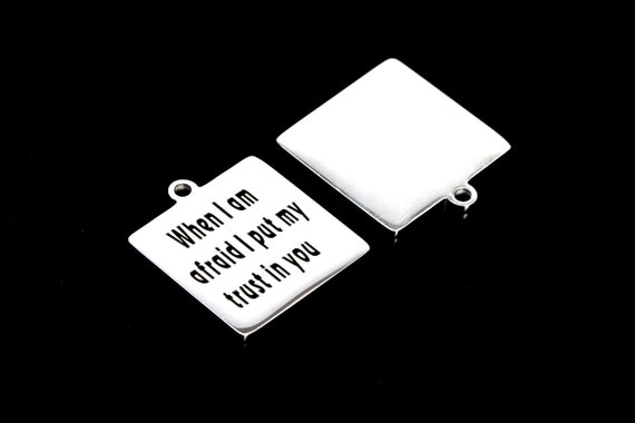 40199-2123 22x20MM When I Am Afraid I Put My Trust In You Square Charm Stainless Steel Bulk Lot Options 40199-2123 22x20MM When I Am Afraid I Put My Trust In You Square Charm Stainless Steel Bulk Lot Options