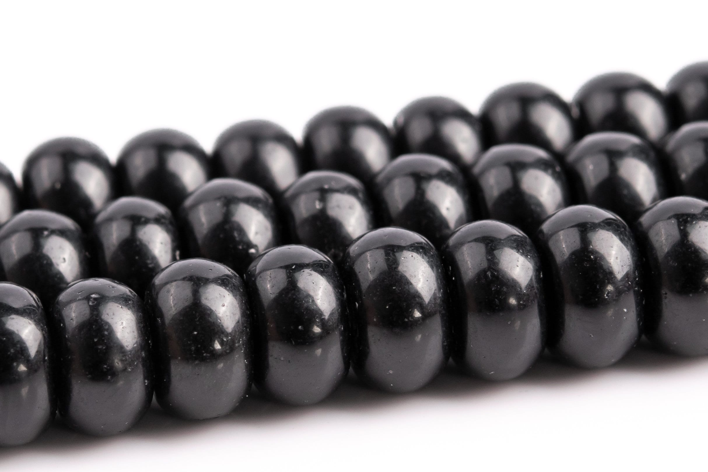 Black Obsidian Beads Genuine Natural Grade A Gemstone Rondelle Loose Beads 6MM 8MM Bulk Lot Options