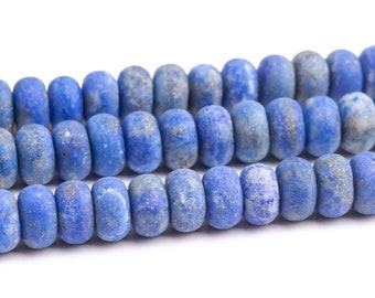 Matte Blue Lapis Lazuli Beads Genuine Natural Grade A Gemstone Rondelle Loose Beads 6MM 8MM Bulk Lot Options